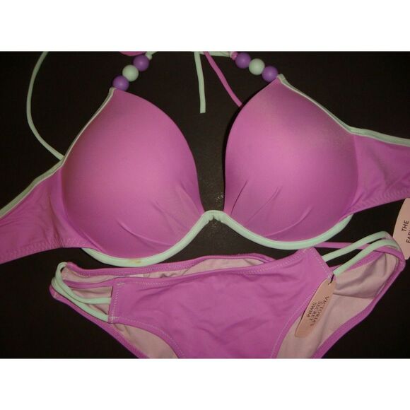 Victoria's Secret 34A,34B,34C BIKINI S strappy bottom BEADED LILAC PURPLE MINT - Picture 3 of 4